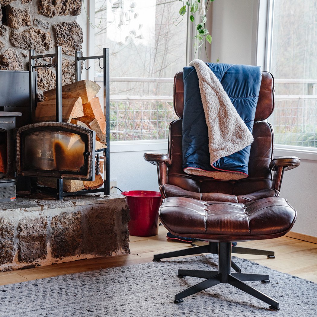Rumpl | Sherpa Puffy Blanket - Deepwater | | | Printed Sherpa Puffy