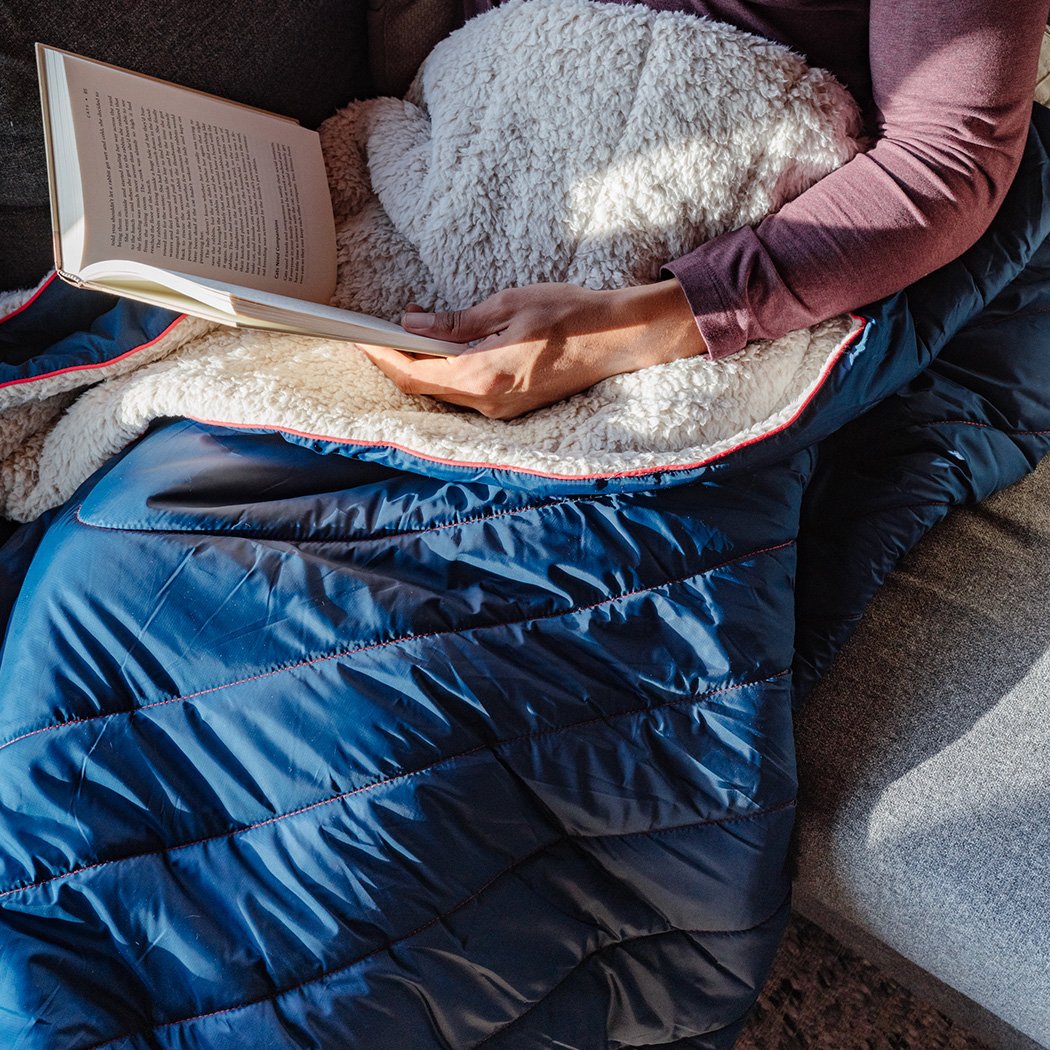 Rumpl | Sherpa Puffy Blanket - Deepwater |  |  | Printed Sherpa Puffy